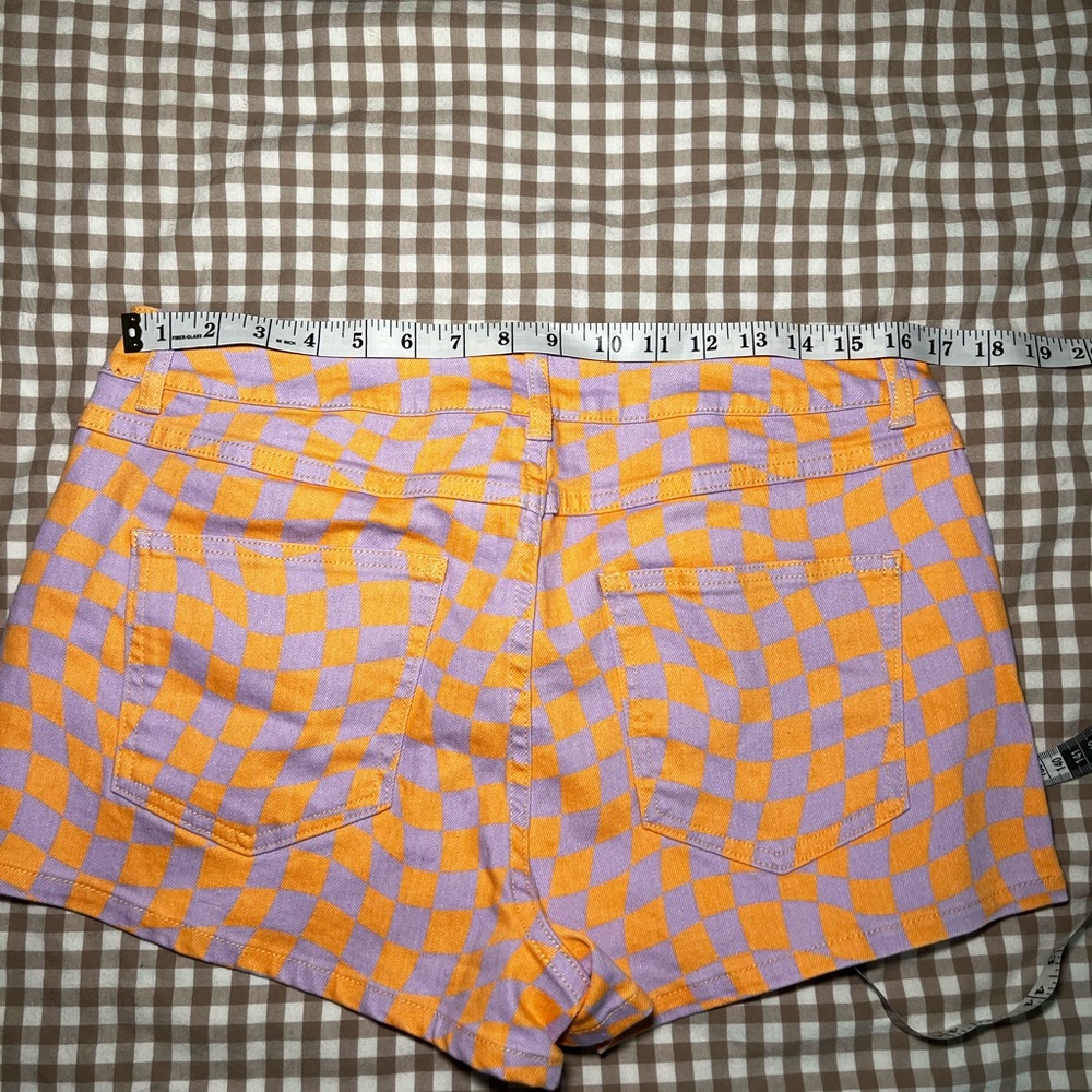 Forever 21 Purple and Orange Checkered Women Shorts- NWT - Picture 4 of 5